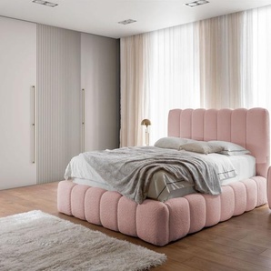 Polsterbett Doppelbett Set.4 CARSON 140x200cm Stoff Catch Me Rosa