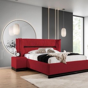 Polsterbett Doppelbett Set.4 HAMILTON 120x200cm Stoff Magic Velvet Rot