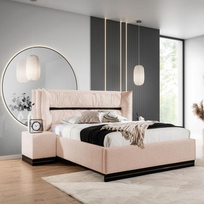 Polsterbett Doppelbett Set.4 HAMILTON 140x200cm Stoff Magic Velvet Lachs