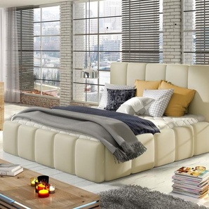 Polsterbett Doppelbett VERONA Set 1 Kunstleder Creme 140x200cm