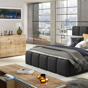 Polsterbett Doppelbett VERONA Set 1 Kunstleder Schwarz 140x200cm