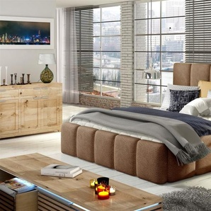Polsterbett Doppelbett VERONA Set 1 Kunstleder Vintage Braun 120x200cm