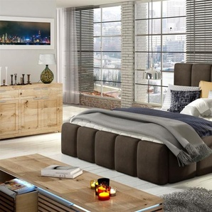 Polsterbett Doppelbett VERONA Set 1 Polyesterstoff Braun 140x200cm
