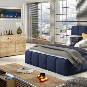 Polsterbett Doppelbett VERONA Set1 Polyesterstoff Dunkelblau 140x200cm
