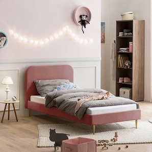 Polsterbett Ebelsbach 90 x 200cm Samt Pink/Roségold