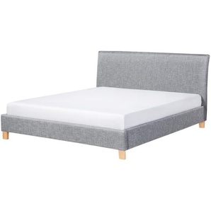 Polsterbett Grau Leinenoptik Doppelbett 180 x 200 cm Holzbeine Klassisch