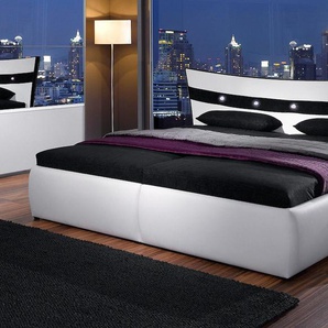 Polsterbett HAPO Betten Gr. ohne LED, Liegefläche B/L: 160 cm x 200 cm, H2, Bonnell-Federkernmatratze, schwarz-weiß (weiß, schwarz) Polsterbetten ohne Bettkasten