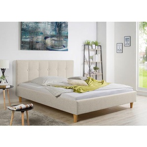 Polsterbett Havdrup 200 x 200cm Strukturstoff Beige/Beige
