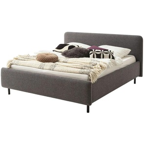 Polsterbett in meliertem Webstoff - schwarz - Materialmix - 204 cm - 105 cm | Möbel Kraft