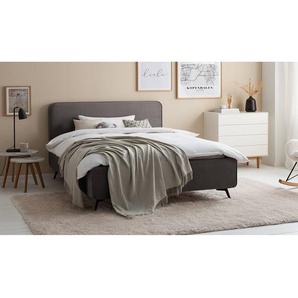 Polsterbett KARELIA 200 x 200cm Samt Ravi Grau/Dunkelgrau ohne Lattenrost