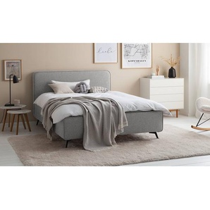 Polsterbett KARELIA 200 x 200cm Webstoff Mavie Grau ohne Lattenrost