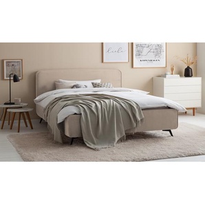 Polsterbett KARELIA 200 x 200cm Samt Ravi Beige/Beige ohne Lattenrost