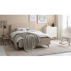 Polsterbett KARELIA 140 x 200cm Samt Ravi Beige/Beige ohne Lattenrost