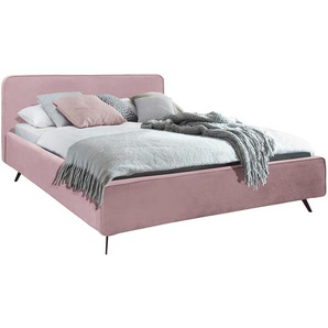 Polsterbett KARELIA 160 x 200cm Samt Ravi Pink mit Lattenrost