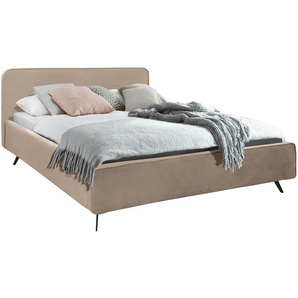 Polsterbett KARELIA 180 x 200cm Samt Ravi Beige/Beige mit Lattenrost
