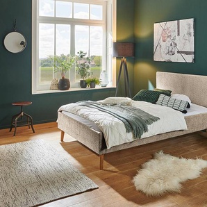 Polsterbett Kreta 140 x 200cm Bouclé Stoff Abby Braun