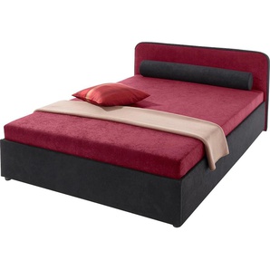 Polsterbett MAINTAL, rot (bordeauxrot, schwarz), B:147cm L:211cm, Betten, wahlweise mit Bettkasten