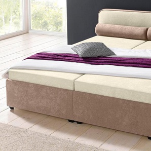Polsterbett MAINTAL, beige (beige, braun), B:167cm L:211cm, Betten, wahlweise mit Bettkasten