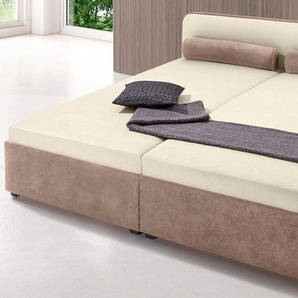 Polsterbett MAINTAL, beige (beige, braun), B:187cm L:211cm, Betten, wahlweise mit Bettkasten
