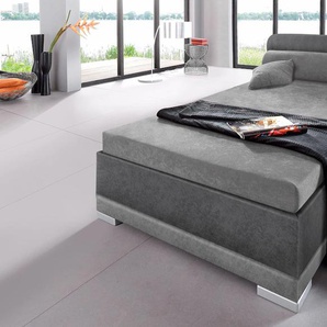 Polsterbett MAINTAL, grau (steinfarben, dunkelgrau), B:127cm H:91cm L:211cm, Bezug Bett: 100% Polyester, Bezug Matratze: 100% Polyester, Betten, Bett Polsterbett, in verschiedenen Ausführungen, Topseller