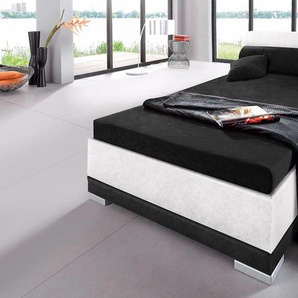 Polsterbett MAINTAL, schwarz-weiß (weiß, schwarz), B:147cm H:76cm L:211cm, Bezug Bett: 100% Polyester, Bezug Matratze: 100% Polyester, Betten, Bett Polsterbett, in verschiedenen Ausführungen, Topseller