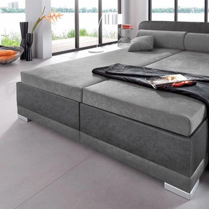 Polsterbett MAINTAL, grau (steinfarben, dunkelgrau), B:167cm H:76cm L:211cm, Bezug Bett: 100% Polyester, Bezug Matratze: 100% Polyester, Betten, Bett Polsterbett, in verschiedenen Ausführungen, Topseller