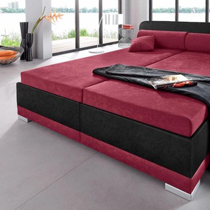 Polsterbett MAINTAL, rot (bordeauxrot, schwarz), B:167cm H:76cm L:211cm, Bezug Bett: 100% Polyester, Bezug Matratze: 100% Polyester, Betten, Bett Polsterbett, in verschiedenen Ausführungen, Topseller
