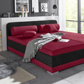 Polsterbett MAINTAL, rot (bordeauxrot, schwarz), B:187cm H:76cm L:211cm, Bezug Bett: 100% Polyester, Bezug Matratze: 100% Polyester, Betten, Bett Polsterbett, in verschiedenen Ausführungen, Topseller