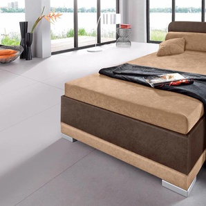 Polsterbett MAINTAL, braun (cappuccino, braun), B:87cm H:76cm L:211cm, Bezug Bett: 100% Polyester, Bezug Matratze: 100% Polyester, Betten, Bett Polsterbett, in verschiedenen Ausführungen, Topseller