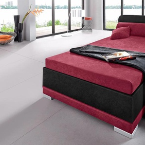 Polsterbett MAINTAL, rot (bordeauxrot, schwarz), B:97cm H:91cm L:211cm, Bezug Bett: 100% Polyester, Bezug Matratze: 100% Polyester, Betten, Bett Polsterbett, in verschiedenen Ausführungen, Topseller