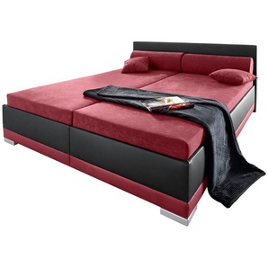 Polsterbett MAINTAL, rot (bordeauxrot, schwarz), B:97cm H:91cm L:211cm, Bezug Bett: 100% Polyester, Bezug Matratze: 100% Polyester, Betten, Bett Polsterbett, in verschiedenen Ausführungen, Topseller