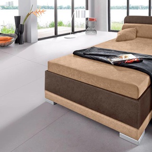 Polsterbett MAINTAL Betten Gr. Microvelours Mit Bettkasten, Liegefläche B/L: 120 cm x 200 cm Höhe: 91 cm, Gewicht bis: 80 kg H2, Festpolsterung, braun (cappuccino, braun) Bett Polsterbett Polsterbetten mit Bettkasten Betten in verschiedenen Ausführungen