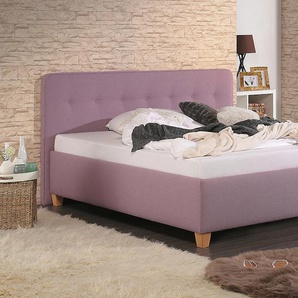 Polsterbett MAINTAL Mison Betten Gr. Struktur fein Bettgestell incl. Matratze, Liegefläche B/L: 100 cm x 200 cm Höhe: 102 cm, Gewicht bis: 80 kg H2, Bonnell-Federkernmatratze, lila (flieder, buche hell geölt) Polsterbetten mit Bettkasten oder ohne