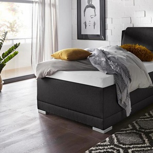 Polsterbett MAINTAL Oderzo, grau (anthrazit), B:112cm L:230cm, Struktur (100% Polyester), Betten, inkl. Bettkasten, Kopfteilverstellung, Matratzen in H2 oder H3 wählbar, Topseller