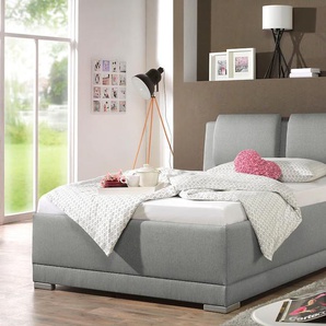 Polsterbett MAINTAL Oderzo, grau (hellgrau), B:152cm L:230cm, Struktur (100% Polyester), Betten, inkl. Bettkasten, Kopfteilverstellung, Matratzen in H2 oder H3 wählbar, Topseller