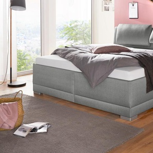 Polsterbett MAINTAL Oderzo, grau (hellgrau), B:192cm L:230cm, Struktur (100% Polyester), Betten, inkl. Bettkasten, Kopfteilverstellung, Matratzen in H2 oder H3 wählbar, Topseller