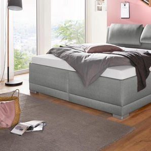 Polsterbett MAINTAL Oderzo, grau (hellgrau), B:192cm L:230cm, Struktur (100% Polyester), Betten, inkl. Bettkasten, Kopfteilverstellung, Matratzen in H2 oder H3 wählbar, Topseller