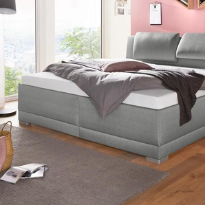 Polsterbett MAINTAL Oderzo, grau (hellgrau), B:212cm L:230cm, Struktur (100% Polyester), Betten, inkl. Bettkasten, Kopfteilverstellung, Matratzen in H2 oder H3 wählbar, Topseller