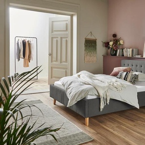 Polsterbett MEISE.MÖBEL Paros Betten Gr. Webstoff, Liegefläche B/L: 140 cm x 200 cm Betthöhe: 41 cm, kein Härtegrad, ohne Matratze, grau Polsterbetten ohne Bettkasten in verschiedenen Breiten erhältlich