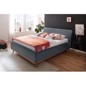 Polsterbett Mila I 180 x 200cm Webstoff Blau/Grau/Eiche Eiche