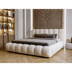 Polsterbett mit Bettkasten 180x200, Beige Samt, Averia