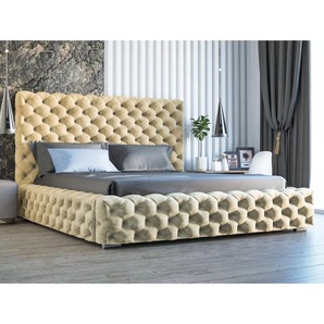 Polsterbett mit Bettkasten 180x200, Beige Samt, Heaven