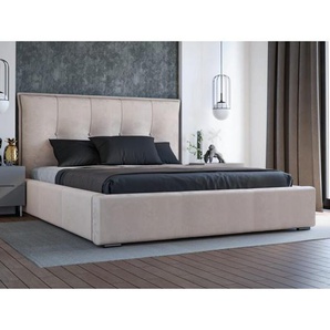 Polsterbett mit Bettkasten 180x200, Beige Samt, Valencia
