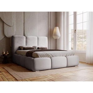 Polsterbett mit Bettkasten 200x200, Grau Samt, Bubble