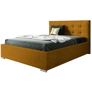 Polsterbett mit Bettkasten - gelb - Materialmix - 180 cm - 110 cm | Möbel Kraft