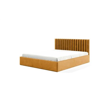 Polsterbett mit Bettkasten - gelb - Materialmix - 209 cm - 85 cm | Möbel Kraft