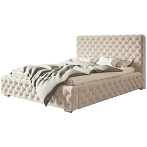 Polsterbett mit Stauraum - beige - Materialmix - 163 cm - 107 cm | Möbel Kraft