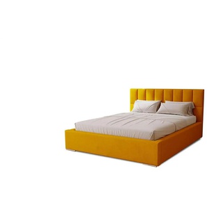 Polsterbett mit Stauraum - gelb - Materialmix - 195 cm - 100 cm | Möbel Kraft