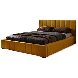 Polsterbett mit Stauraum - gelb - Materialmix - 215 cm - 100 cm | Möbel Kraft