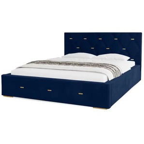 Polsterbett mit Stauraum  Gwithian ¦ blau ¦ Maße (cm): B: 215 H: 100